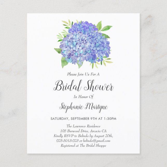 Buquê de Hydrangea Roxo Chá de panela de Orçamento (Frente)