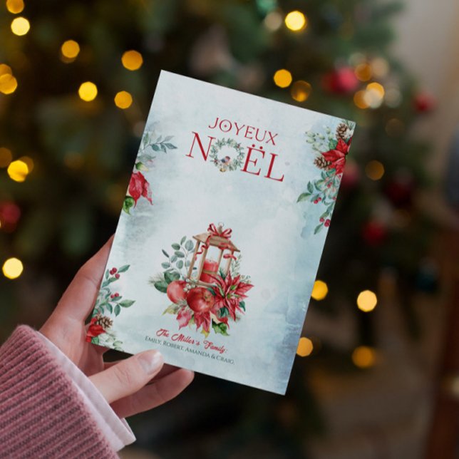 Buquê de Lanterna e Poinsettia de Natal Convite (Criador carregado)