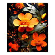 Buquê de margarida na pintura de Gouache Poster