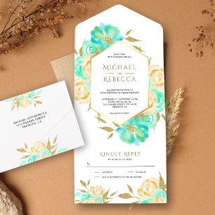Buquê De Noiva Floral Em Verde Hortelã E Dourado M