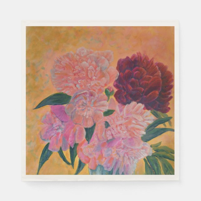 Buquê de Peônia Rosa Guardanapos (Frente)