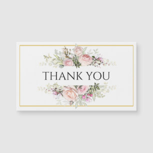 Buquê de Rosas Rosa com Script Elegante Obrigado