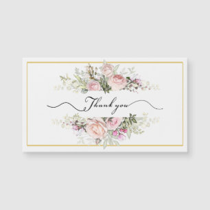 Buquê de Rosas Rosa com Script Elegante Obrigado