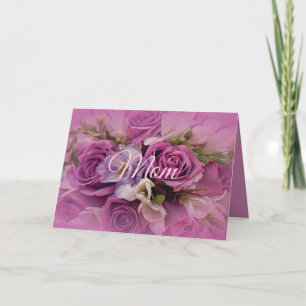 Buquê de Rosas Rosa e Roxo Cartão do Dia das Mães