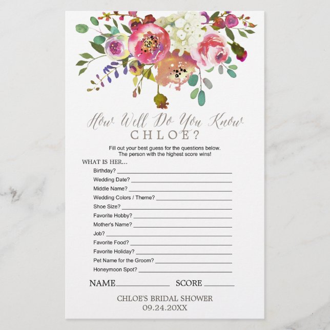 Buquê de Watercolor Você Conhece O Jogo da Noiva (Frente)