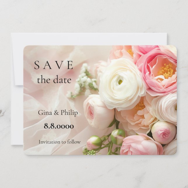 Buquê do ranóculo branco e rosa fechado (Frente)