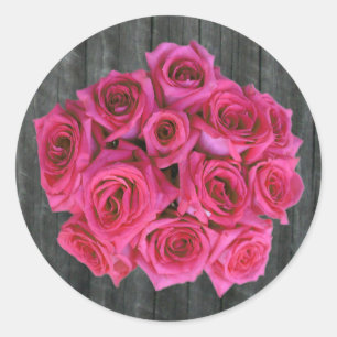Buquê do rosa do rosa quente & etiqueta de