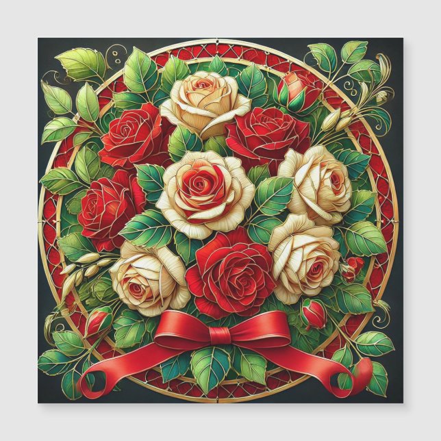 Buquê Elegante de Rosas Vermelhas e Brancas (Frente)