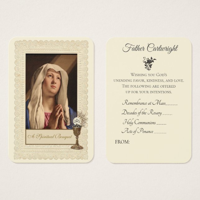 Buquê Espiritual do Padre Católico Virgem Maria (Frente & Verso)