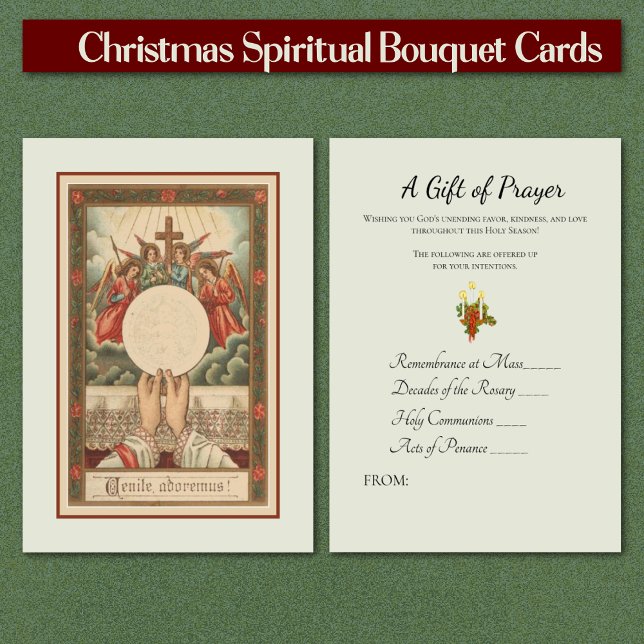 Buquê Espiritual do Padre Natal Cartões Sagrados (Traditional Catholic Christmas Spiritual Bouquet Cards Sold in packs of 100)