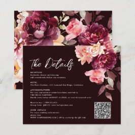 Buquê Floral Borgonha QR code Detalhes Casamento 