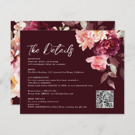 Buquê Floral Burgundy Código QR Detalhes Casamento