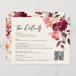 Buquê Floral Burgundy Código QR Detalhes Casamento