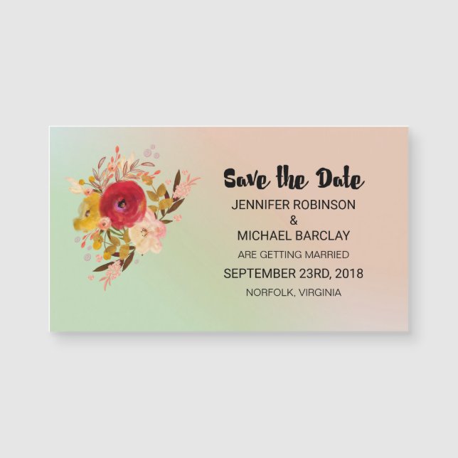 Buquê Floral de Aquarela Salva a Data (Frente)