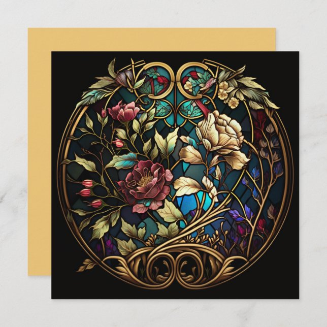 Buquê Floral de Vidro Estreito (Frente/Verso)