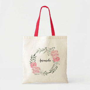 Buquê floral em aquarela, bolsa tote personalizada