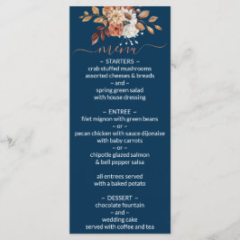 Buquê Floral Marinho Azul Menu Casamento