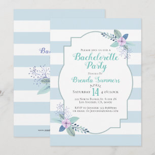 Buquê Floral Pastel Stripes Bachelorette Convite