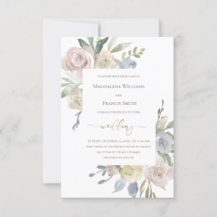 buquês de flores delicadas de casamento Convite