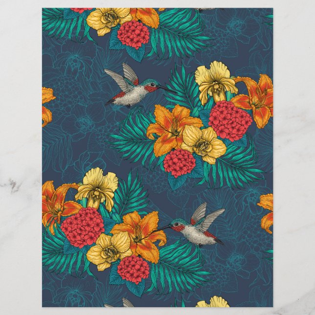 Buquês tropicais e beija-flores (Frente)