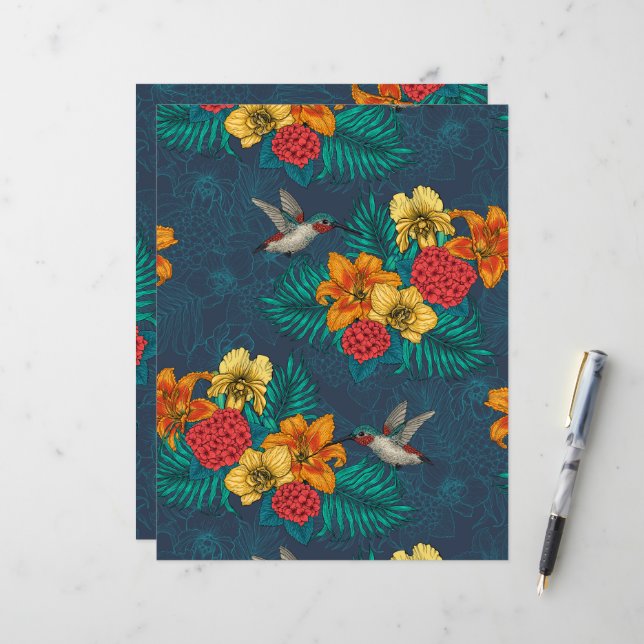 Buquês tropicais e beija-flores (Frente/Verso In Situ)