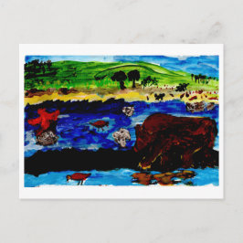 Buraco de água social com cartão postal de urso