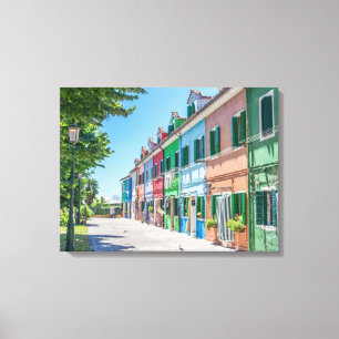 Burano houses view canvas