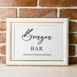 Burger Bar de Sinal de Casamento de Poster