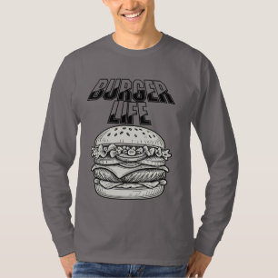 Burger Life T-Shirt - Cheeseburger Retro Line Art