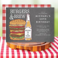 Burgers & Brew Barbecue Convite de Aniversário
