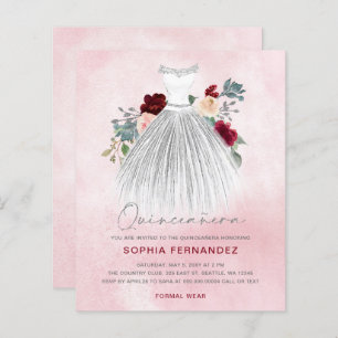 Burgundia de Orçamento Vestido da Prata Quinceañer