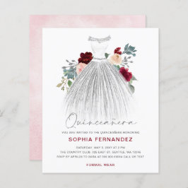 Burgundia de Orçamento Vestido da Prata Quinceañer