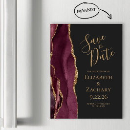 Burgundy Ágata Dourado Escuro Magnético Salve a Da