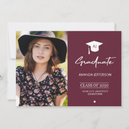 Burgundy, anúncio de graduação do formando de foto