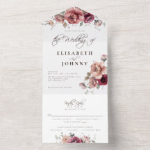 Burgundy Autumn Rustic Floral Wedes Detalhes RSVP