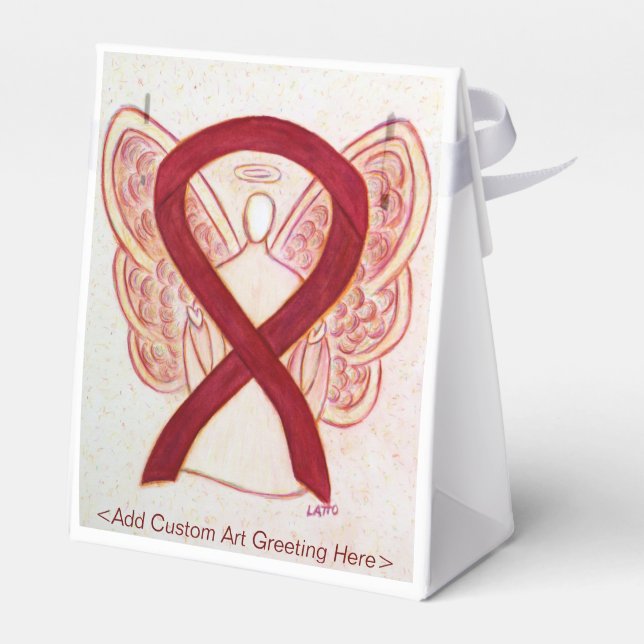 Burgundy Awarness Ribbon Partido Anjo Caixas de Fa (Verso)