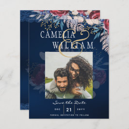 Burgundy Blue Floral Lace Nave SAVE DATA