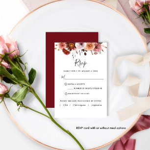 Burgundy Blush Floral com/sem placa RSVP