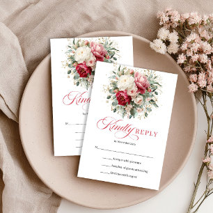 Burgundy Blush Gold Casamento RSVP Estilo Boho