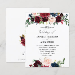 Burgundy Blush Pink e Marinho Floral Casamento 2