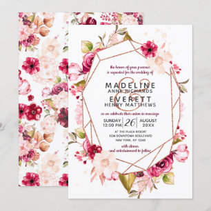 Burgundy Blush Pink Terrarium Convites de Casament