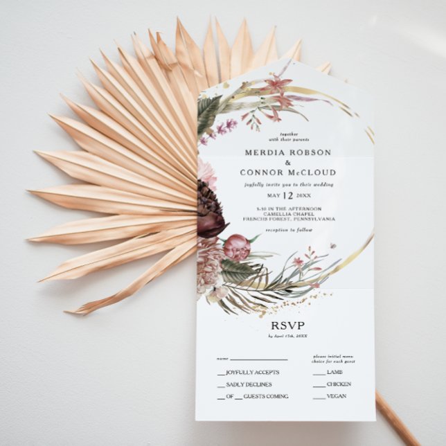 Burgundy Boho Floral Seal e Enviar (Criador carregado)
