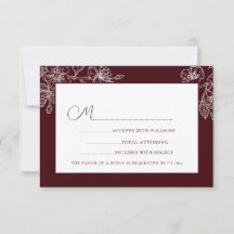 Burgundy Branco Floral Arte de Linha RSVP