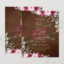 Burgundy Brown Floral Winter Casamento outono Invi
