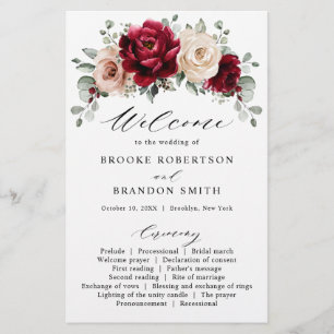 Burgundy Champagne Ivory Mauve Rosa Floral