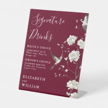 Burgundy Chinoiserie Assinatura Bebe Casamento