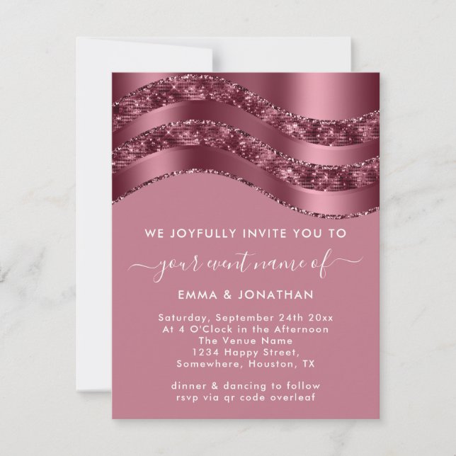 Burgundy Código QR Rosa Casamento Bridal Pinky (Frente)