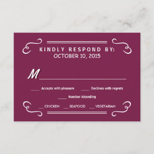 Burgundy Coma Bebida e RSVP Resposta de Casamento 