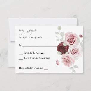 Burgundy e Blush Pink Floral Ele 6 em RSVP 2 de Re