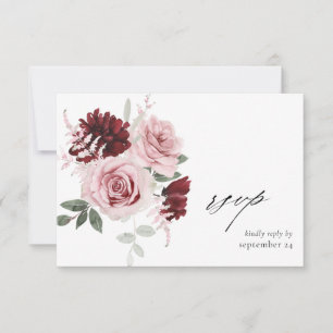 Burgundy e Blush Pink Floral Ele 6 w RSVP 2 de Ref